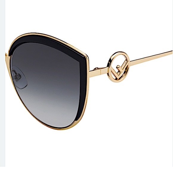Fendi Women\'s FF0290/S 807/9O Black/Gold Cat Eye Sunglasses 58mm
